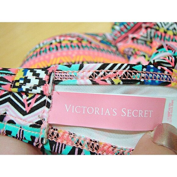 Victoria's Secret The Hottie Cheeky Swim 2 Piece Bikini Set Aztec Neon 32D Small - Picture 4 of 12